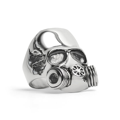 Stainless Steel Gas Mask Skull Ring