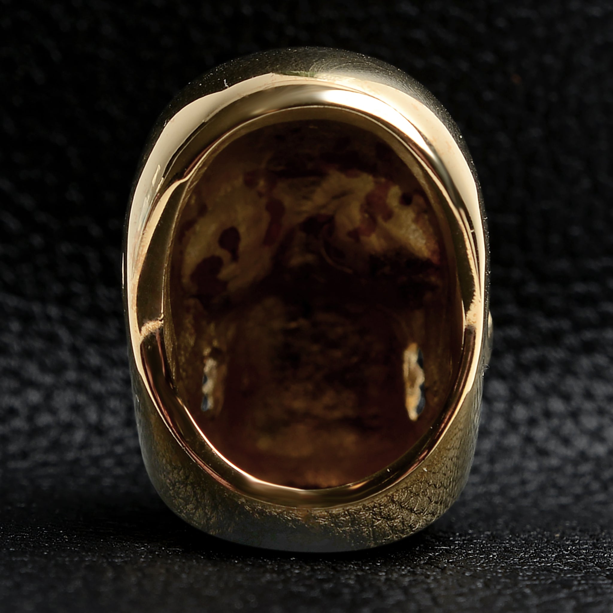 Detailed 18K Gold PVD Coated Grinning Skull Stainless Steel Ring