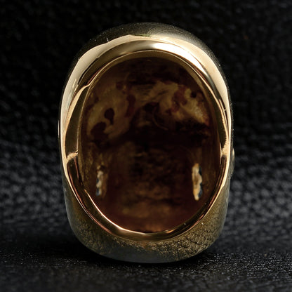 Detailed 18K Gold PVD Coated Grinning Skull Stainless Steel Ring