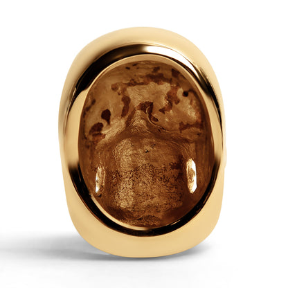 Detailed 18K Gold PVD Coated Grinning Skull Stainless Steel Ring