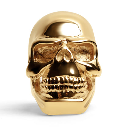Detailed 18K Gold PVD Coated Grinning Skull Stainless Steel Ring