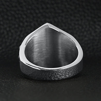 Stainless Steel "1%er" With Skull Accents Signet Ring