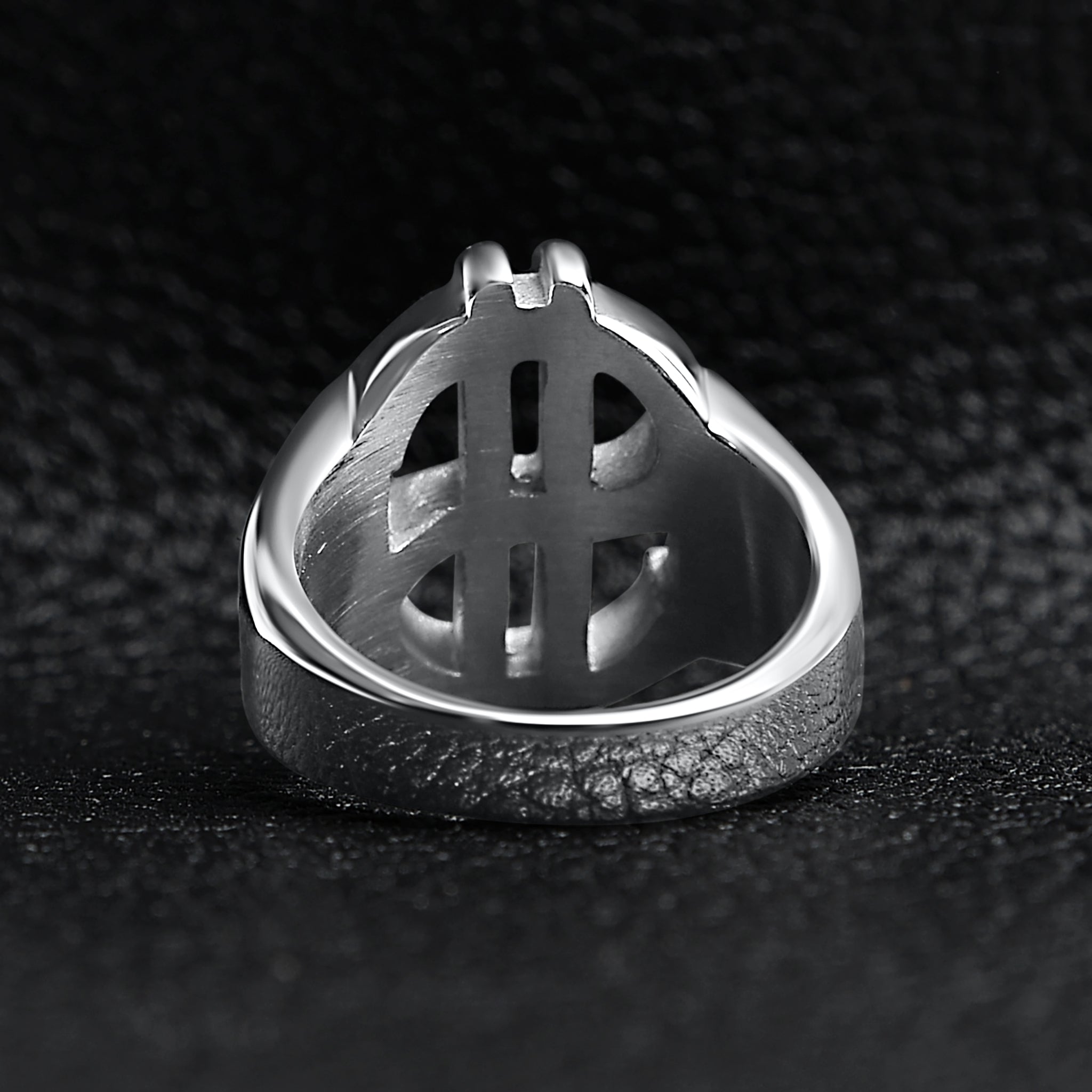 Stainless Steel Money Sign Mens Ring