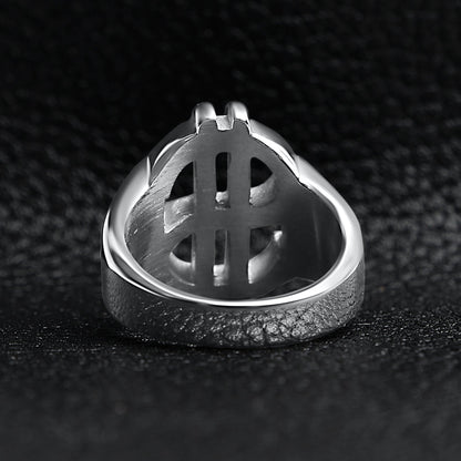 Stainless Steel Money Sign Mens Ring