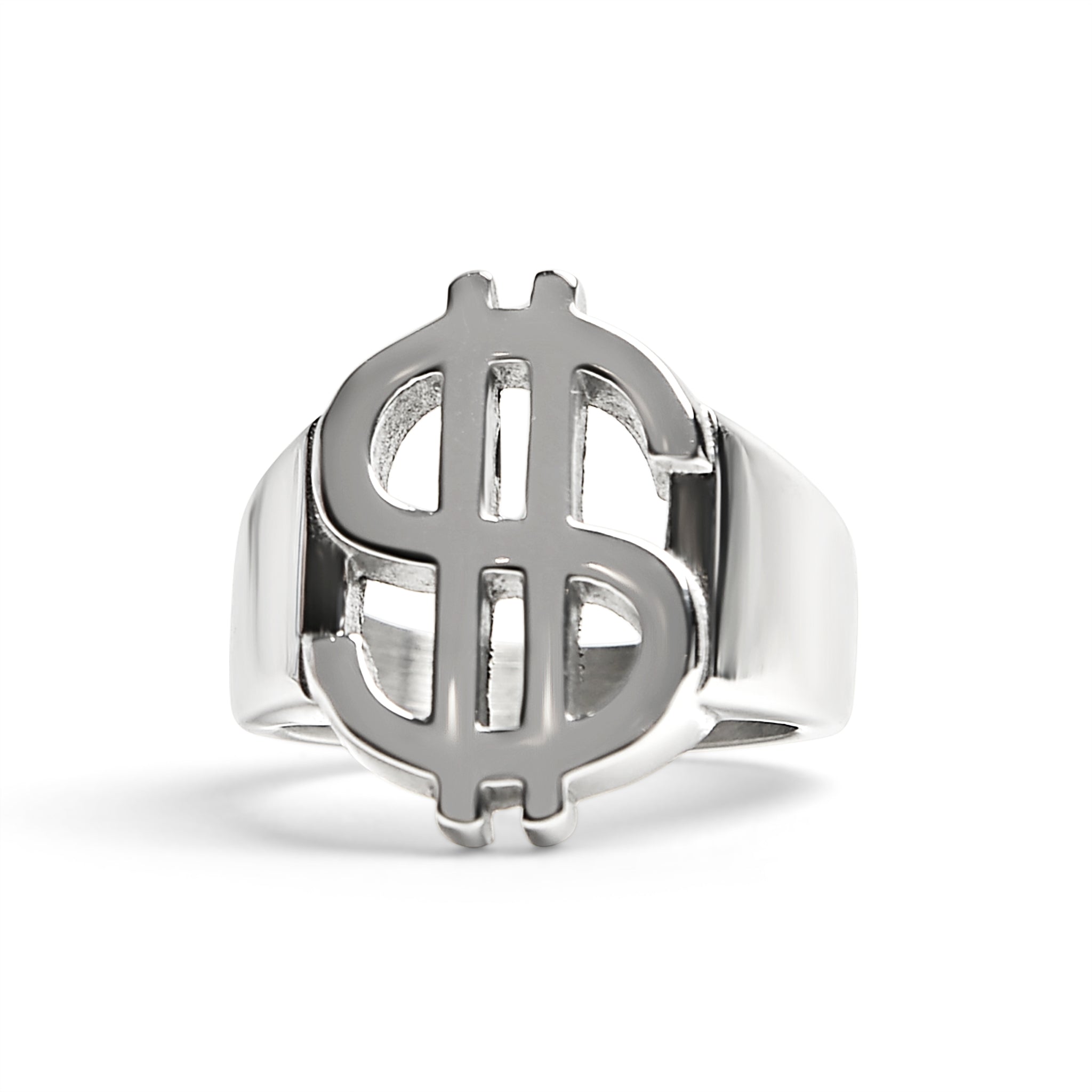 Stainless Steel Money Sign Mens Ring