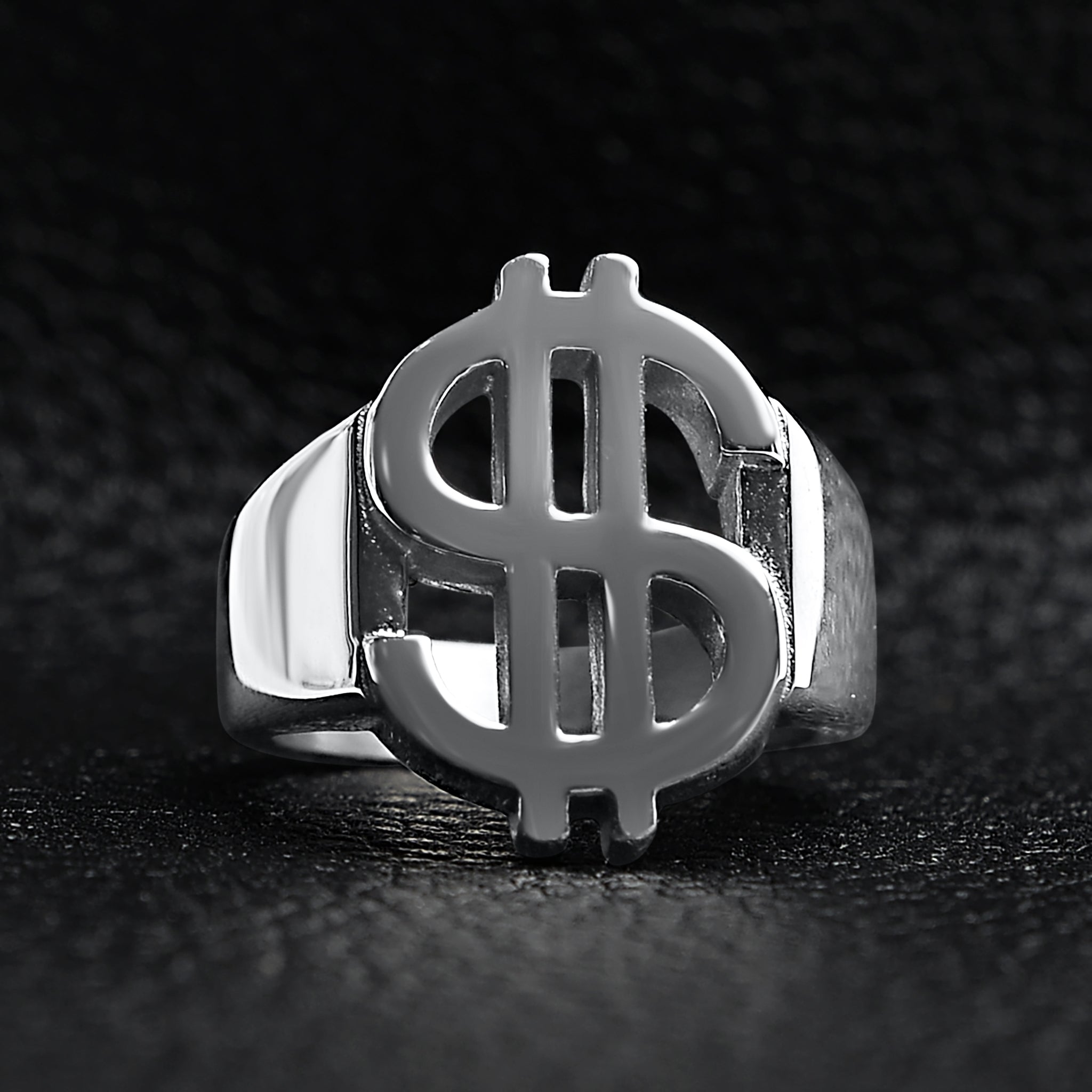 Stainless Steel Money Sign Mens Ring