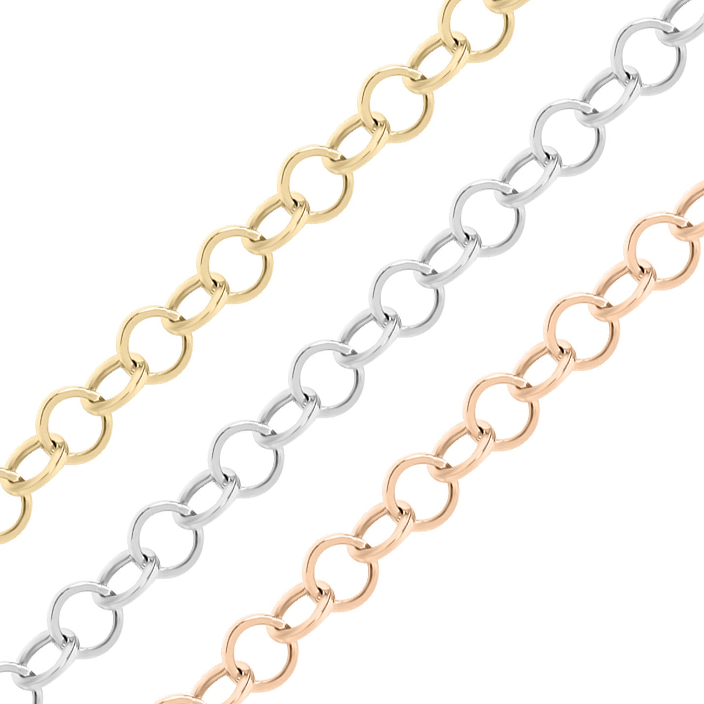 3mm 18K Gold PVD Stainless Steel Circle Cable Permanent Jewelry Chain By The Foot