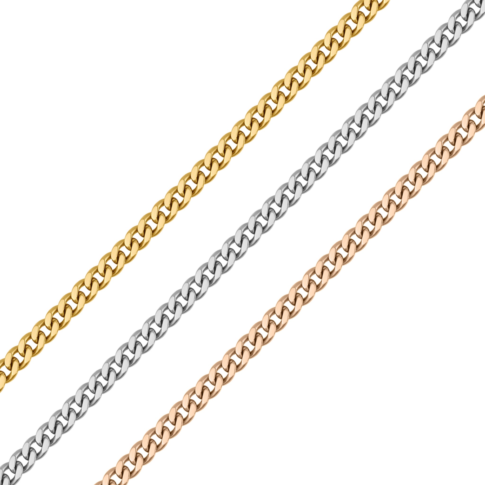 2mm 18K Gold PVD Stainless Steel Diamond Cut Curb Permanent Jewelry Chain By The Foot