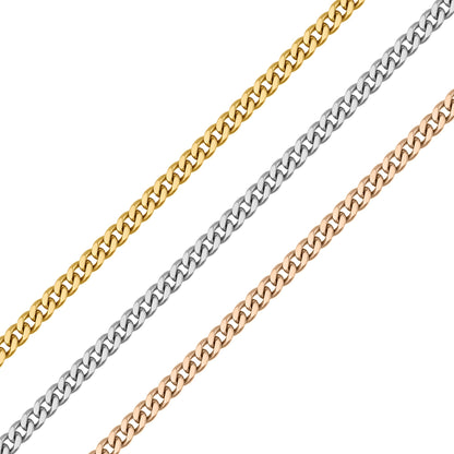 2mm 18K Gold PVD Stainless Steel Diamond Cut Curb Permanent Jewelry Chain By The Foot