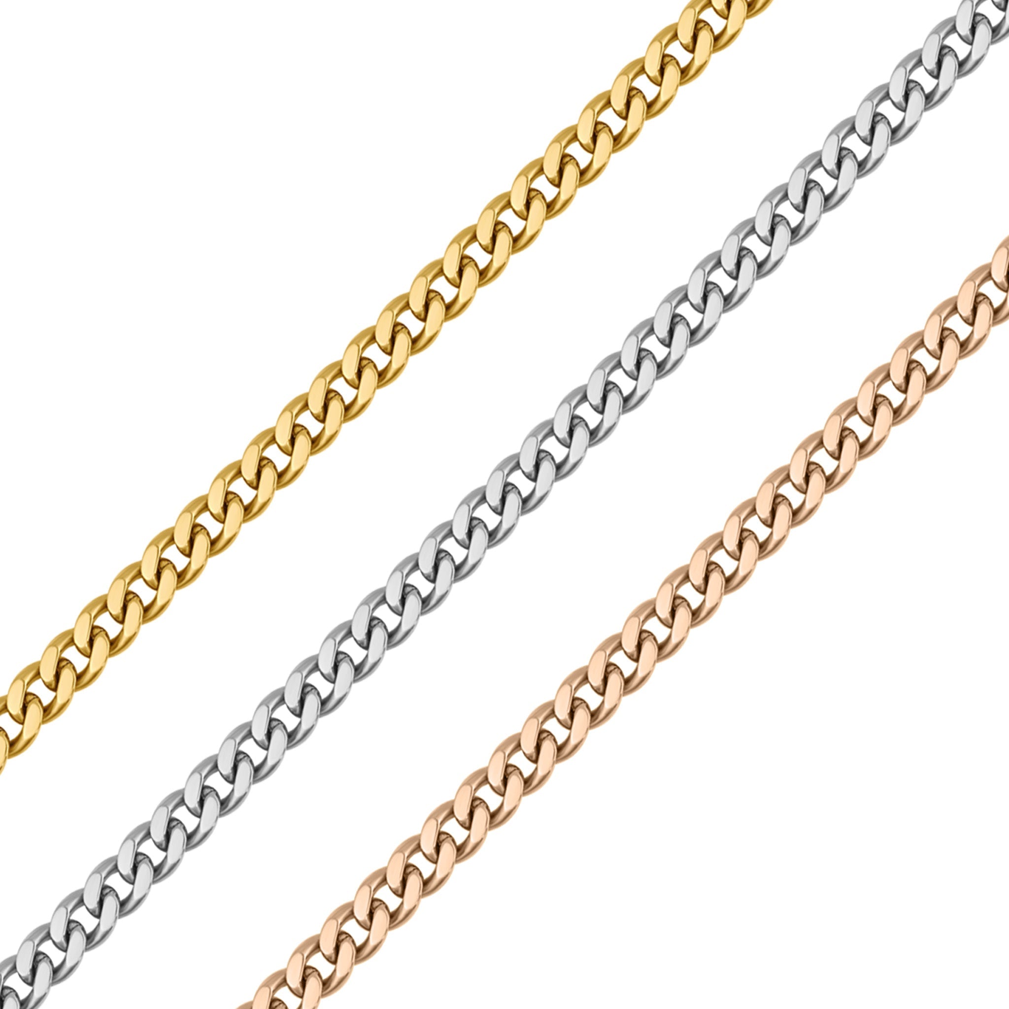 2.5mm 18K Gold PVD Stainless Steel Diamond Cut Curb Permanent Jewelry Chain By The Foot