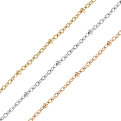 2.5mm 18K Gold PVD Stainless Steel Beaded Satellite Permanent Jewelry Chain By The Foot