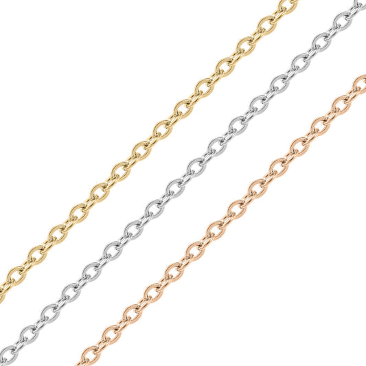 1.5mm 18K Gold PVD Stainless Steel Oval Loop Permanent Jewelry Chain By The Foot