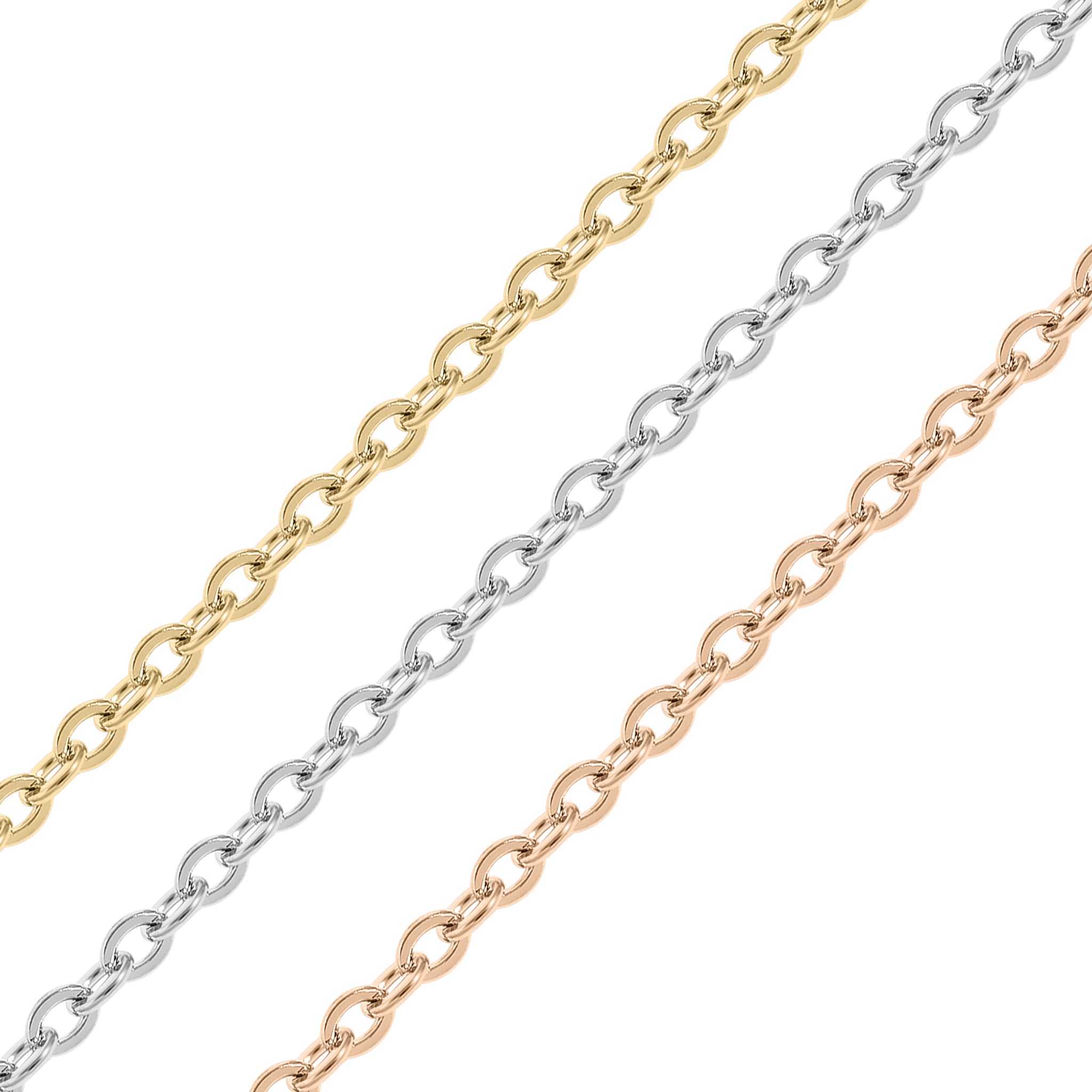 2mm 18K Gold PVD Stainless Steel Oval Loop Permanent Jewelry Chain By The Foot