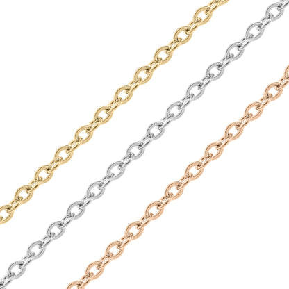2mm 18K Gold PVD Stainless Steel Oval Loop Permanent Jewelry Chain By The Foot