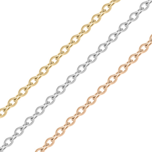 2mm 18K Gold PVD Stainless Steel Oval Loop Permanent Jewelry Chain By The Foot