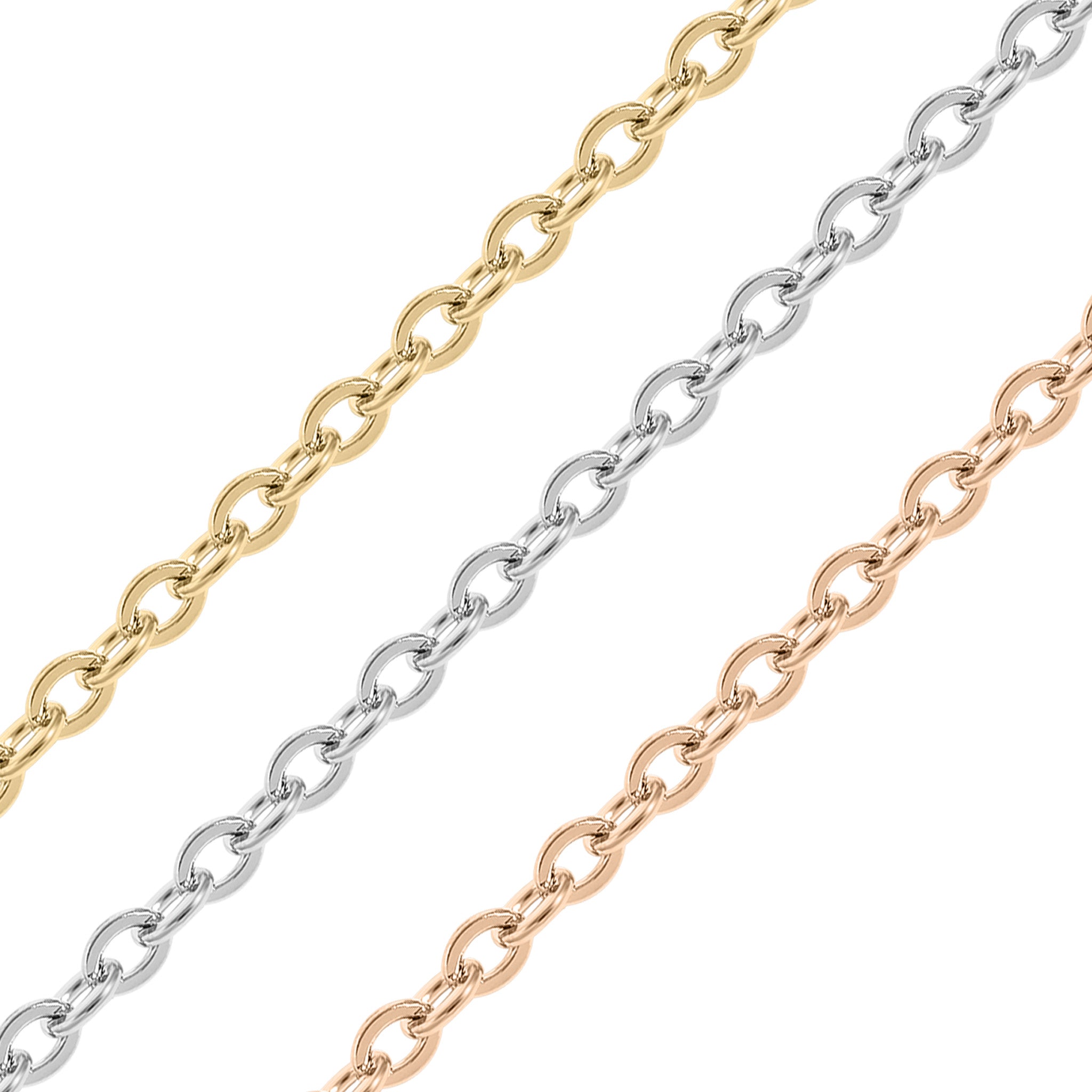 2.5mm 18K Gold PVD Stainless Steel Oval Loop Permanent Jewelry Chain By The Foot