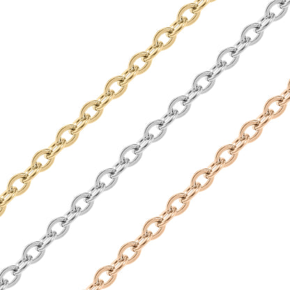 2.5mm 18K Gold PVD Stainless Steel Oval Loop Permanent Jewelry Chain By The Foot