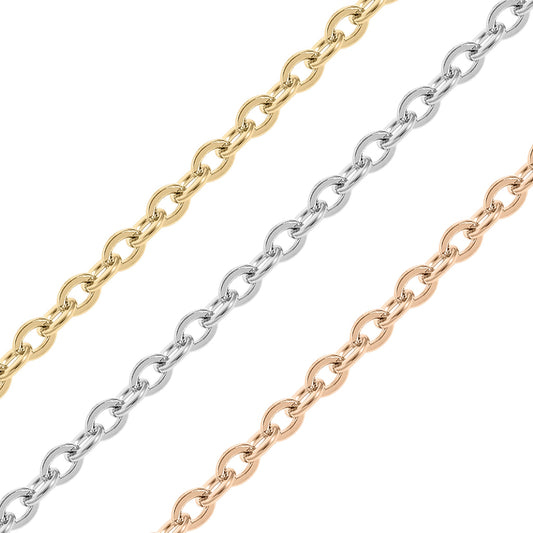 2.5mm 18K Gold PVD Stainless Steel Oval Loop Permanent Jewelry Chain By The Foot