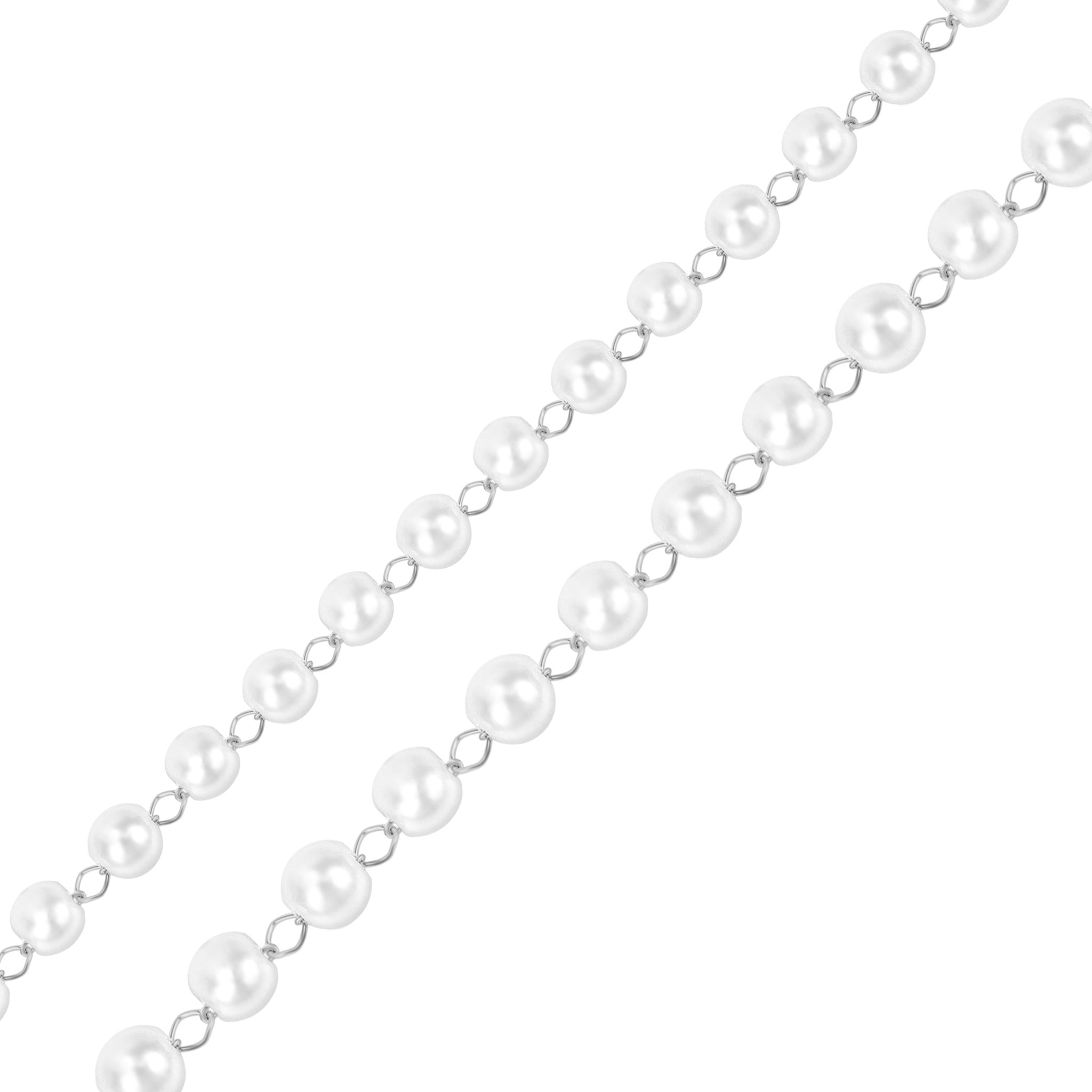 Stainless Steel Faux Pearl Bead Chain By The Foot