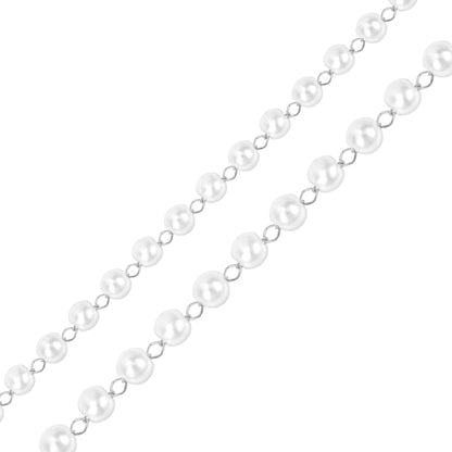 Stainless Steel Faux Pearl Bead Chain By The Foot