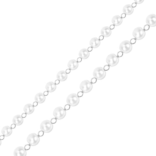 Stainless Steel Faux Pearl Bead Chain By The Foot