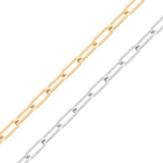18K Gold PVD Stainless Steel Paperclip Chain - By The Foot