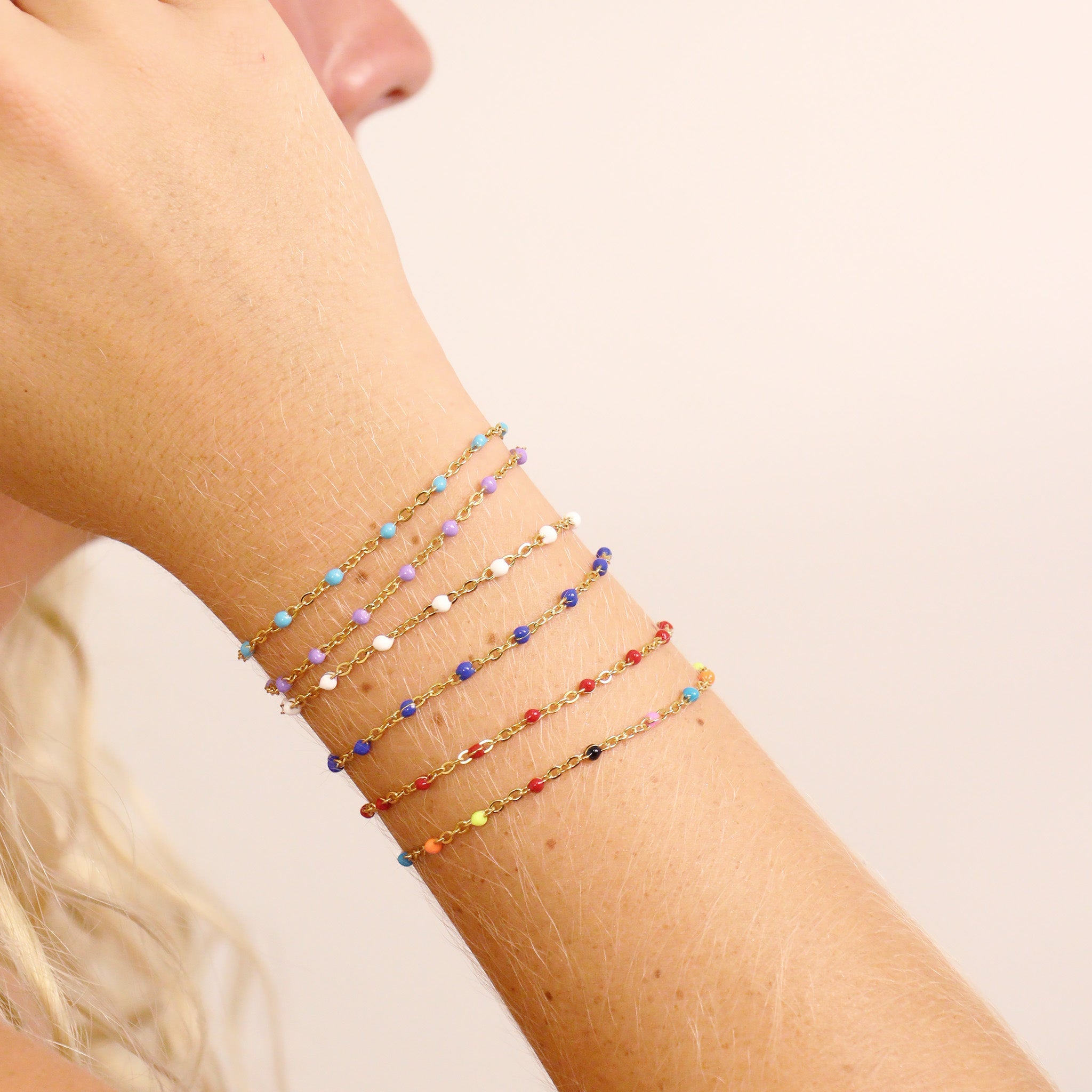 18K Gold PVD Stainless Steel Beaded Chain - By The Foot