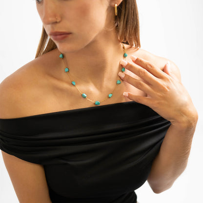 18K Gold PVD Stainless Steel Beaded Stone Chain - By The Foot