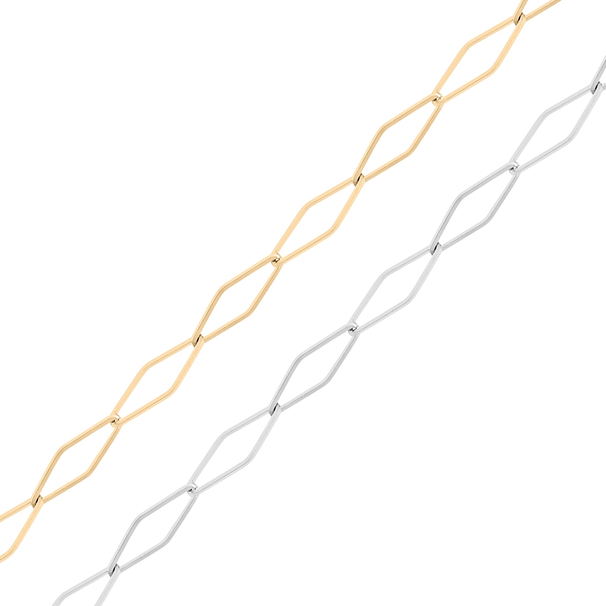 18K Gold PVD Stainless Steel Diamond Paperclip Chain - By The Foot