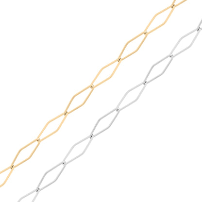 18K Gold PVD Stainless Steel Diamond Paperclip Chain - By The Foot
