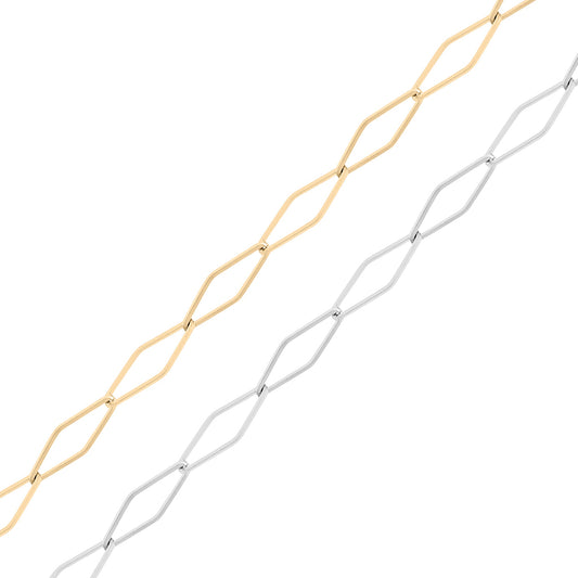 18K Gold PVD Stainless Steel Diamond Paperclip Chain - By The Foot