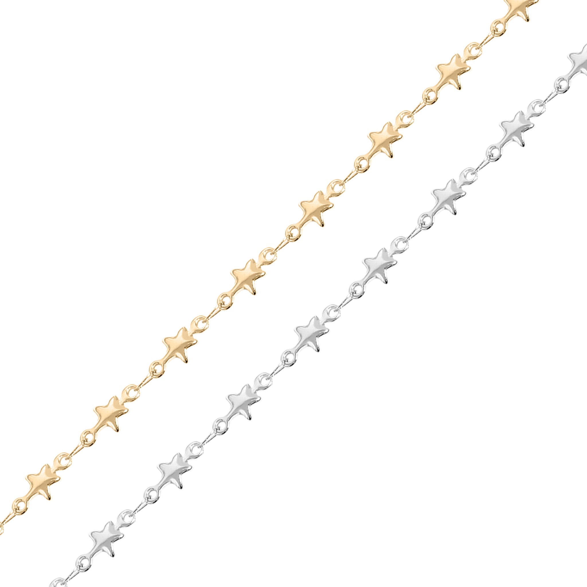 18K Gold PVD Stainless Steel Star Connector Chain - By The Foot