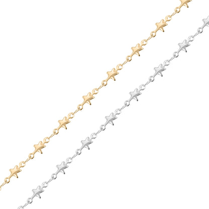 18K Gold PVD Stainless Steel Star Connector Chain - By The Foot