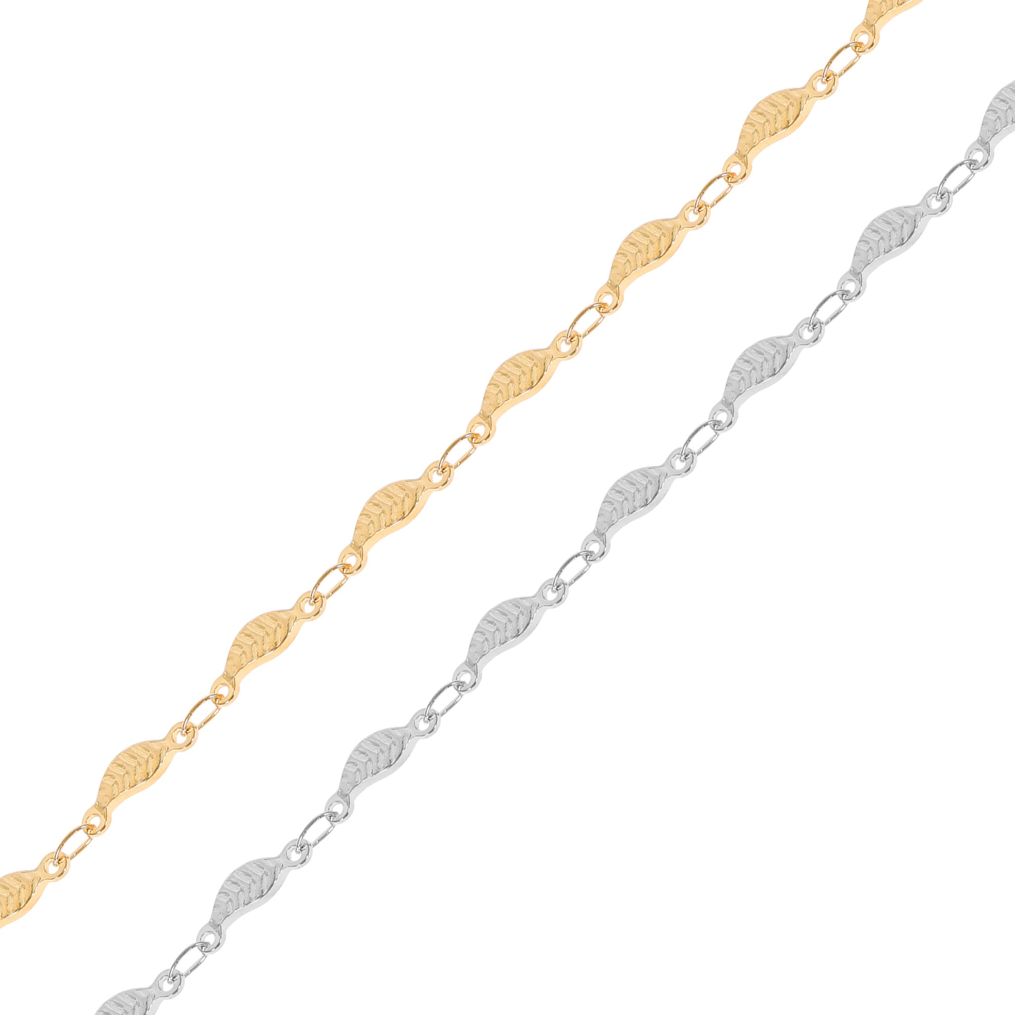 18K Gold PVD Stainless Steel Leaf Chain - By The Foot