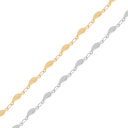 18K Gold PVD Stainless Steel Leaf Chain - By The Foot