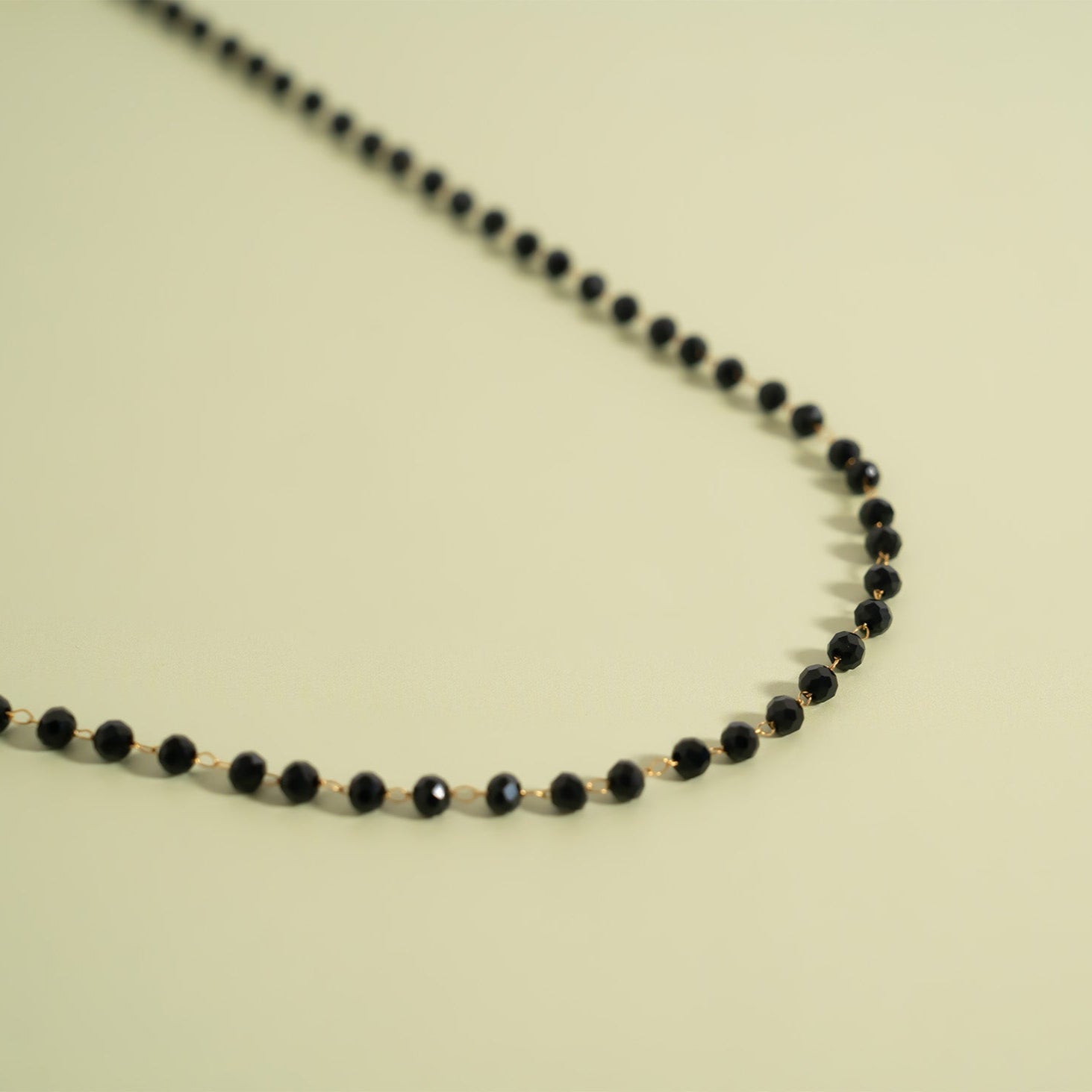 18K Gold PVD Stainless Steel Black Beaded Chain - By The Foot