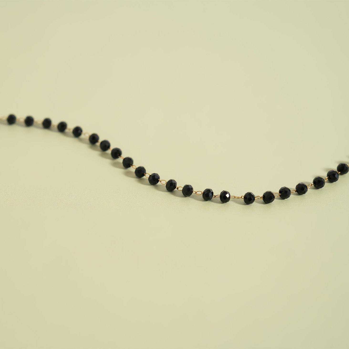 18K Gold PVD Stainless Steel Black Beaded Chain - By The Foot