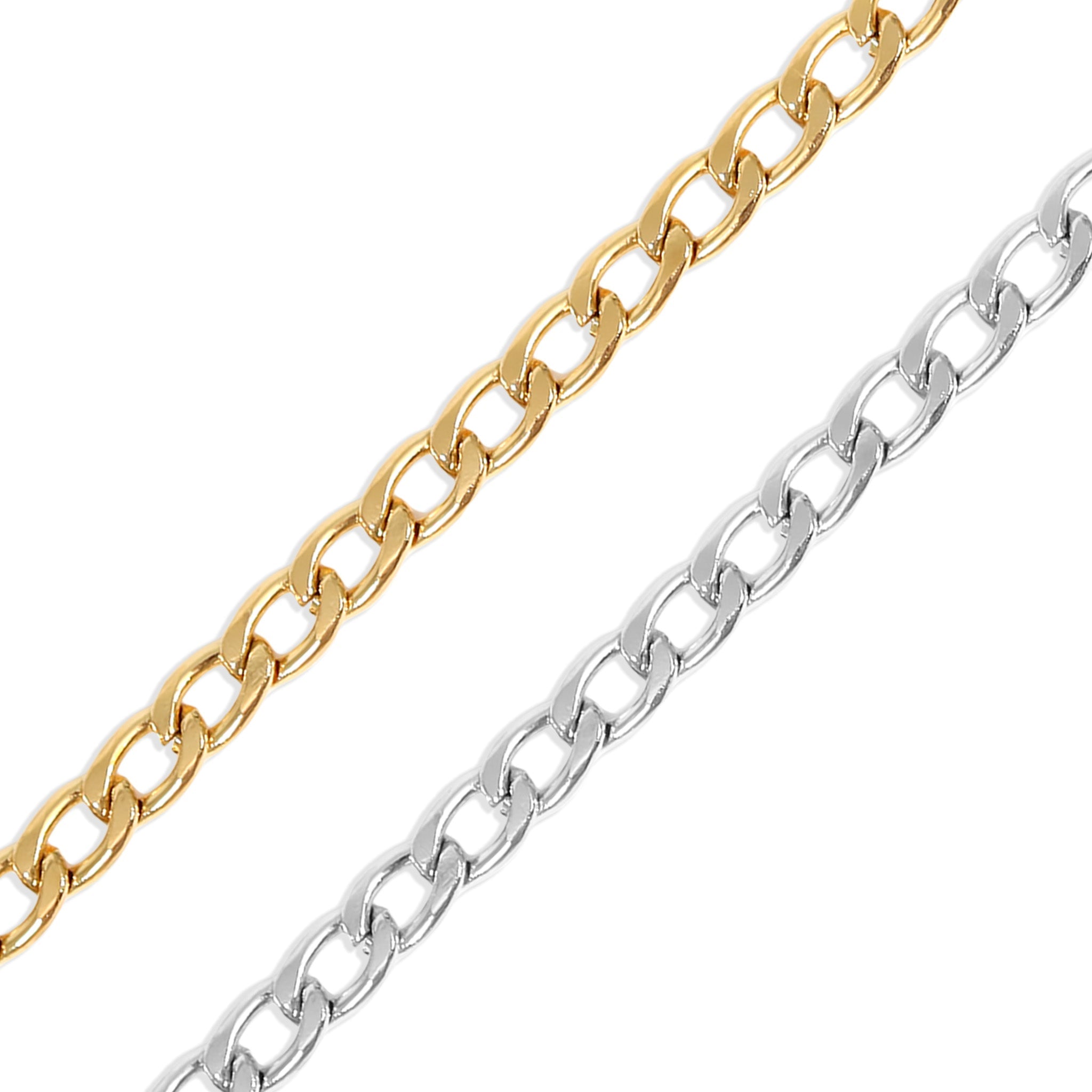 18K Gold PVD Stainless Steel Curb Chain - By The Foot