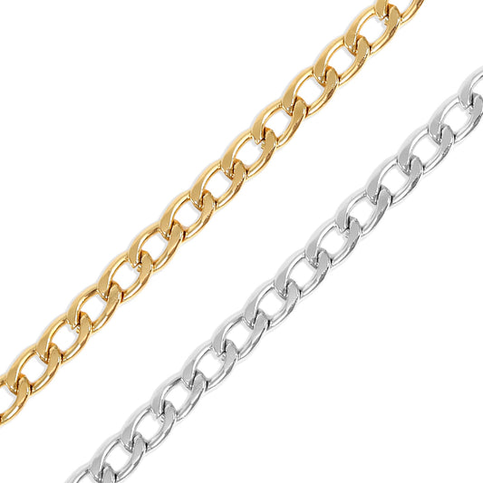 18K Gold PVD Stainless Steel Curb Chain - By The Foot
