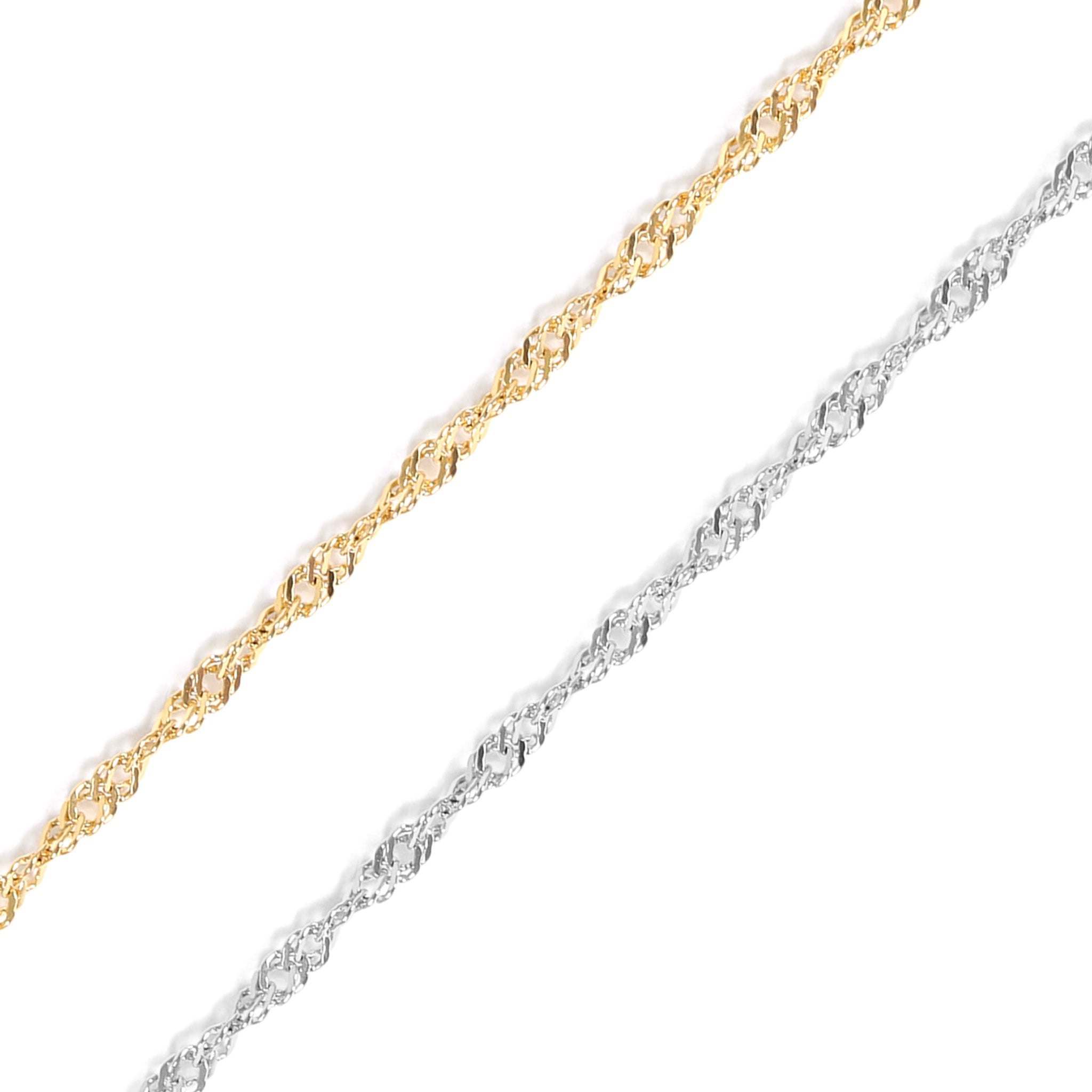 18K Gold PVD Stainless Steel Singapore Chain - By The Foot