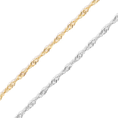 18K Gold PVD Stainless Steel Singapore Chain - By The Foot