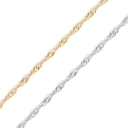 18K Gold PVD Stainless Steel Singapore Chain - By The Foot