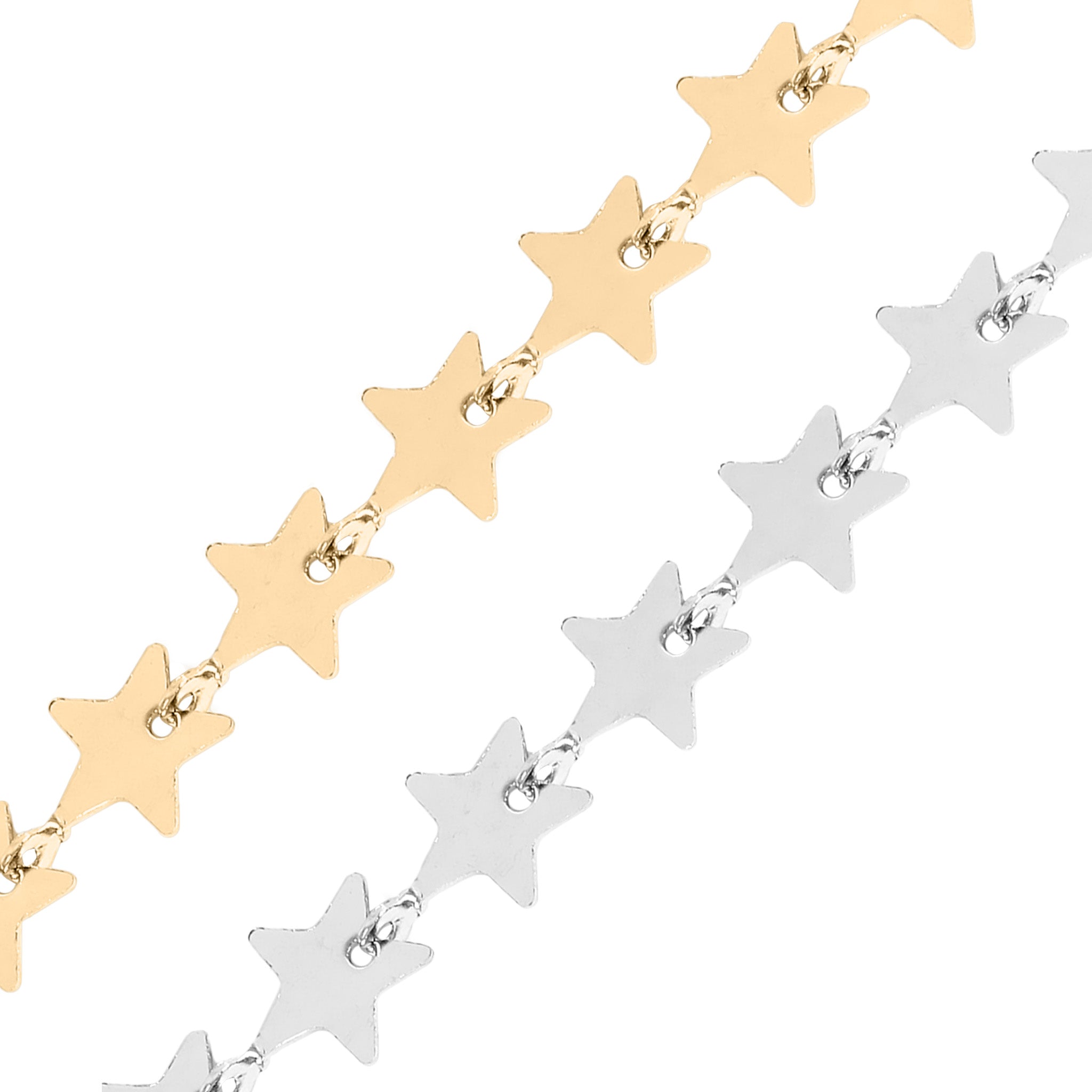 18K Gold PVD Stainless Steel Star Chain - By The Foot