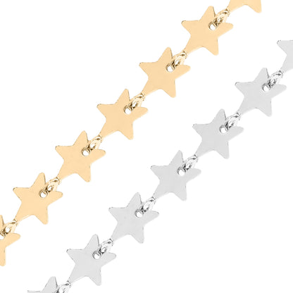 18K Gold PVD Stainless Steel Star Chain - By The Foot