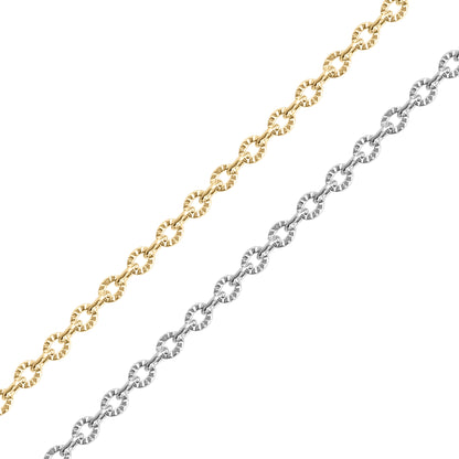 18K Gold PVD Stainless Steel Crimped Oval Chain - By The Foot