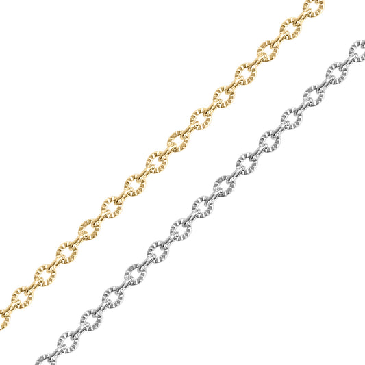 18K Gold PVD Stainless Steel Crimped Oval Chain - By The Foot