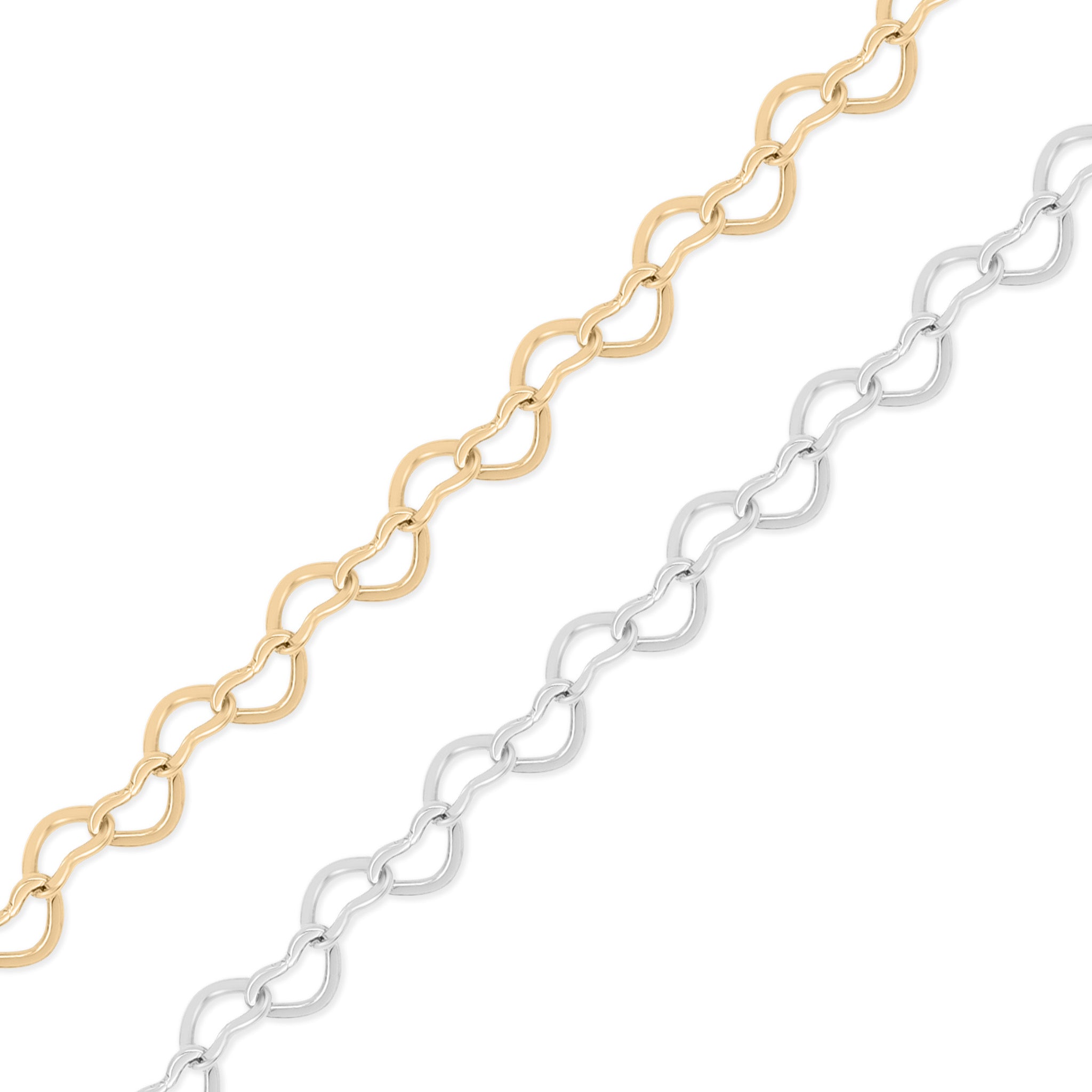 18K Gold PVD Stainless Steel Heart Chain - By The Foot