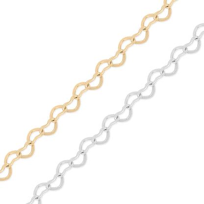 18K Gold PVD Stainless Steel Heart Chain - By The Foot