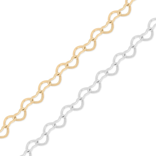 18K Gold PVD Stainless Steel Heart Chain - By The Foot