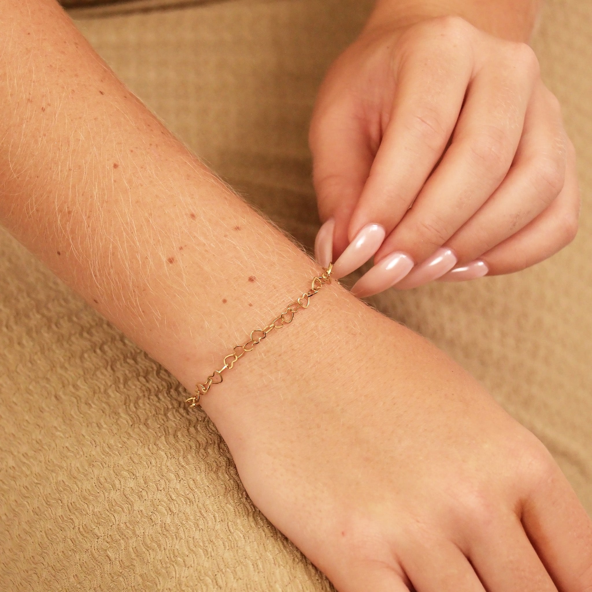 18K Gold PVD Stainless Steel Heart Chain - By The Foot
